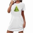 thumbnail image 5 of Sakmal Christmas Lounge Nightgowns for Women Oversized White Stretchy Ultra-Soft Mumu Dress Short Sleeve Crew Neck Short Christmas Trees Print Nightgowns S-2XL, 5 of 5