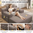 thumbnail image 5 of FFH Oversized Chaise Lounge Indoor, Plush Corduroy Cloud Floor Couch with Storage, Convertible Sofa Bed, No Assembly Required, Coffee, 5 of 12