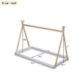 thumbnail image 6 of Kumix Tent Floor Bed Twin Size with Triangle Structure, Solid Wood Floor Bed Frame with X-Shaped Railings for Boys & Girls, Floor Bed for Bedroom, Easy Assembly, White+Natural, 6 of 7