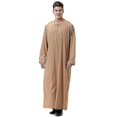 thumbnail image 1 of Men Muslim Saudi Robe Kaftan Dubai Tunic Long Top Blouse Thobe Clothes, 1 of 4