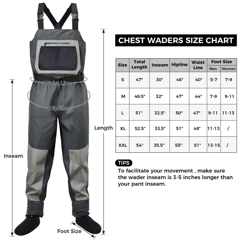 Breathable Chest Waders for Men & Women, 3-Ply Nylon/PVC  display picture 3