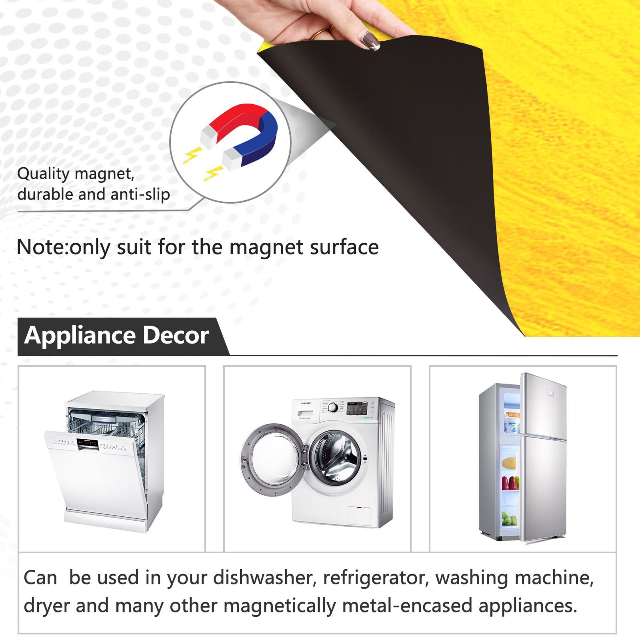 IAUYY Magnetic decorative sticker - 23x26 Inch PVC Refrigerator Decorative Cover, Removable DIY Art for Kitchen Appliances Sun Shape