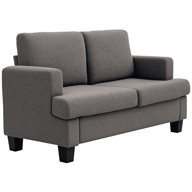 HOMCOM Causeuse 54,3 Pouces, Petit Canapé avec Coussins, Gris Foncé