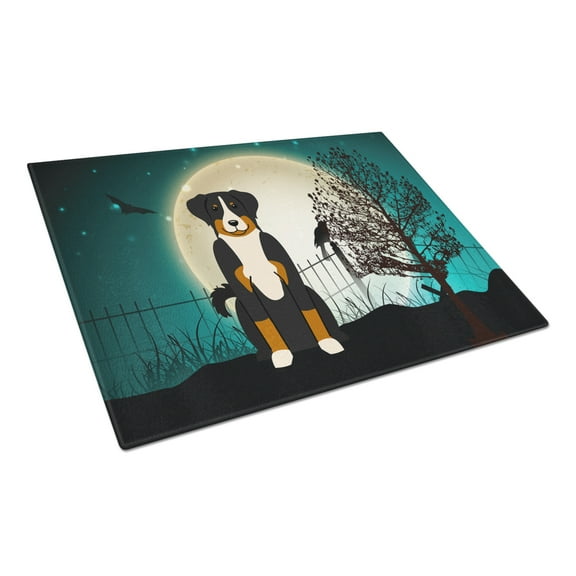 Halloween Scary Appenzeller Sennenhund Glass Cutting Board Large