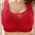 thumbnail image 3 of Bigersell Nursing Bra V-Neck Wire-Free Bra Support Women No Show Bras Full-Figure Bra Style R-125 Basic Bra Strap Nylon Padded Bra Feature Everyday Bras Underwear Red 3XL, 3 of 3