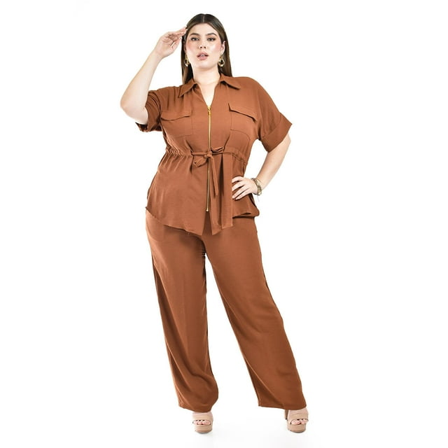 Set con detalle de cierre Roman Fashion /Tallas Extras, 2654 (Cafe) cafe 36