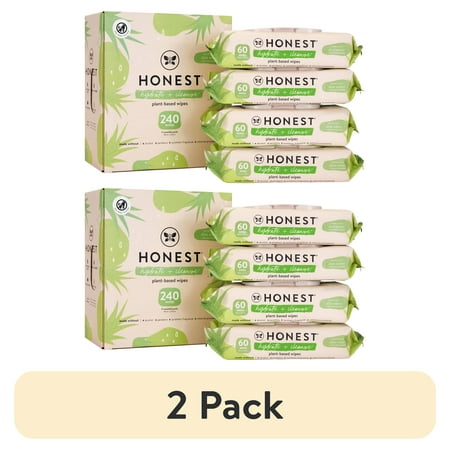 (2 Pack) The Honest Company Hydrate + Cleanse, Benefit Wipes, 240 Count (Select For More Options)