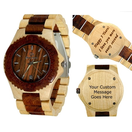 Wooden watch-Wood watch-Wood engraving-Custom engraving- personalized watch -wedding gift-Anniversary gift - Men's watch- Women's watch - Unisex watch- Personal Message Laser Engraving - Gamma