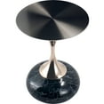 thumbnail image 4 of LeisureMod Wide Side Table with Black Stainless Steel Top Round Accent Table and Pedestal Base Modern End Table for Home, Living Room Savoy Series in Stone Black, 4 of 11