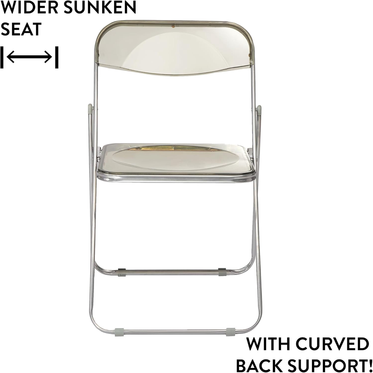 Urban Shop Transparent Acrylic Modern Folding Chair with Chrome Frame, Black