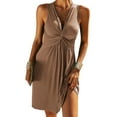 thumbnail image 4 of Sleeveless V-Neck Cross Knot Slim Fit A-Line Casual Dress, 4 of 5