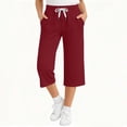 thumbnail image 2 of ATOGUTA Girl's Capris Pants Summer Loose Straight Leg Pants Elastic Waist Preppy Casual Trousers Wine, Size 5T-15, 2 of 8