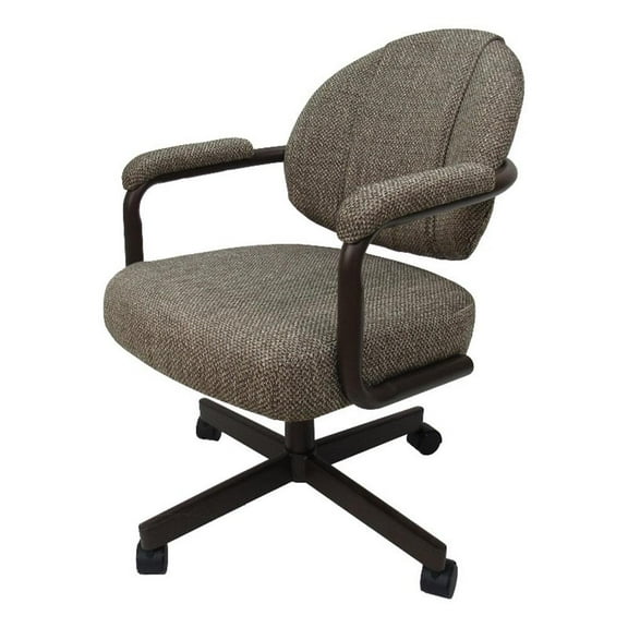 Swivel Metal Caster Dining Chair M-70 - Plumley Cocoa on Brown
