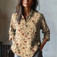 thumbnail image 1 of YLHFASHION Chemise en Coton Confortable à Manches Longues Décontractée à Imprimé Artistique Floral Rétro pour Femmes Liquidation Chemises pour Femmes, 1 of 3