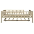 thumbnail image 3 of Full Size Wood Daybed With Trundle And Protective Fence Guardrails - Natural. Ensures A Comfortable Rest. Space. No Box Spring Natural Reliable Size. Offers Sleep Environment. Construction. Easy, 3 of 7