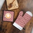 thumbnail image 5 of Red Christmas Patchwork Pattern Kitchen Oven Mitt and Pot Holder Sets 2 Pcs for Baking, Cooking and Grilling, Heat Resistant Up To 392 °F, 5 of 7
