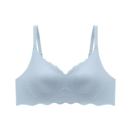 BYHONG Women s Seamless Wireless Bra with Bunny Ear Design for Small Bust Push Up and Comfortable Undergarment Blue XXL