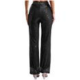 thumbnail image 3 of TiaoBug Womens Glitter Sequins Wide Leg Pants Rave Dance Fully Lining Loose Bling Trousers Black L, 3 of 4