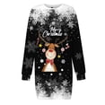 thumbnail image 4 of Wyzesi Robes Noires pour Femmes Décontractées à Manches Longues Robe Chandail de Noël Imprimée pour Femmes Col Rond Manches Longues Ample Sans Capuche Robe Décontractée Pyjama de Noël Costume, 4 of 5