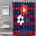 thumbnail image 3 of Bathroom Shower Curtain Independence Day Flower Star Stripe Waterproof Shower Curtains with Hooks, USA Blue Red White Bath Curtains Bathtub Curtain Home Decor 60x72in, 3 of 9