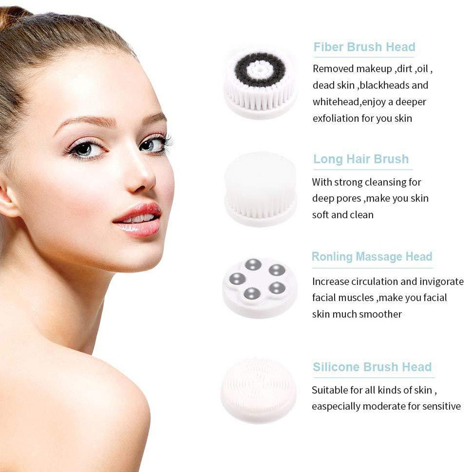 Jrocdr Beauty Facial Brush Mini Facial Cleanser Silicone Facial ...