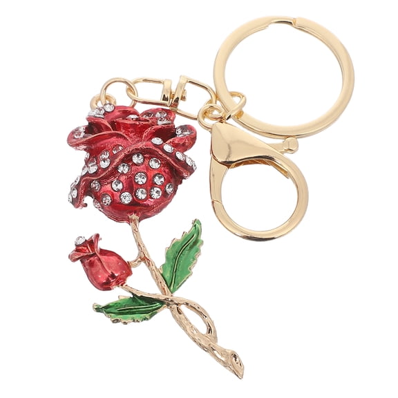 TABLZONE Crystal Rose Keychain Key Accessories Elegant Design Red 1Pack