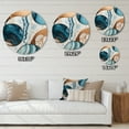 thumbnail image 4 of Designart "Marble Abstraction Blue and Gold II" Abstract Marble Metal Round Art Print, 4 of 5
