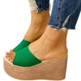 thumbnail image 3 of Peep Toe Wedge Sandals for Women Summer Dressy Slide On Platform Sandal Chunky Comfort Espadrilles for Outdoor, 3 of 5