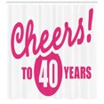 thumbnail image 3 of Ambesonne 40th Birthday Shower Curtain, Cheery Greeting, 69"Wx70"L, Hot Pink White, 3 of 3