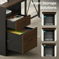 thumbnail image 2 of Bestier L Shaped Desk with File Drawers, 63" x 47" Office Computer Desk with Storage Cabinet, Corner Desk with Monitor Stand & Modesty Panel for Home Office, Cherry, 2 of 9