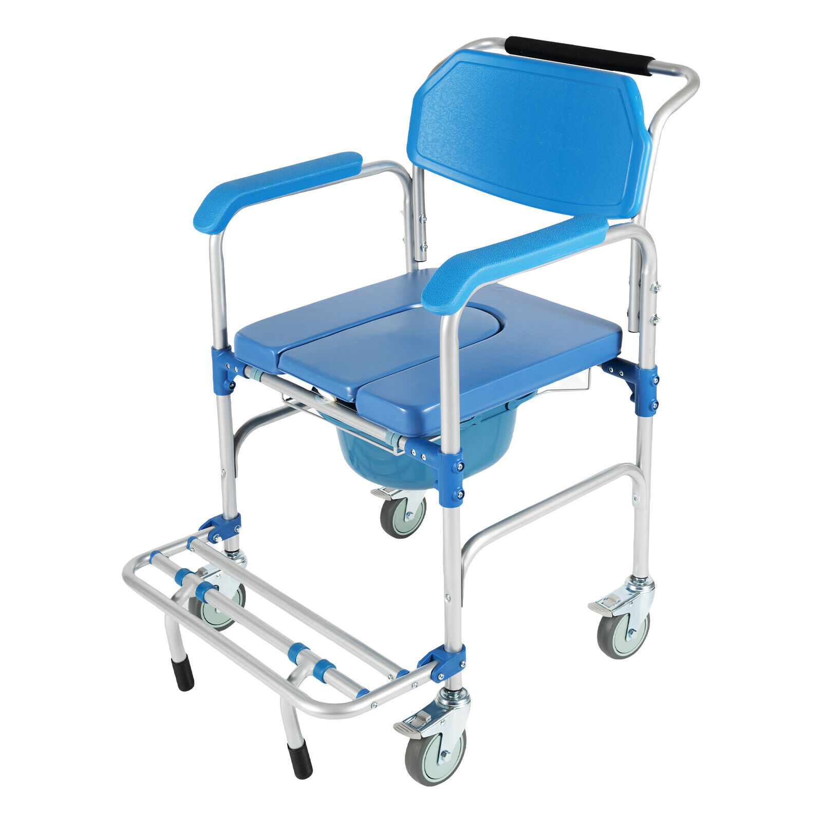 Elderly Shower Wheelchair,350lb Beside Commodes,Shower Potty Transport Chair,Bath Wheelchair Hight Adjustable,Flip Up Footrests Perfect for Handicap Disabled Travel Use