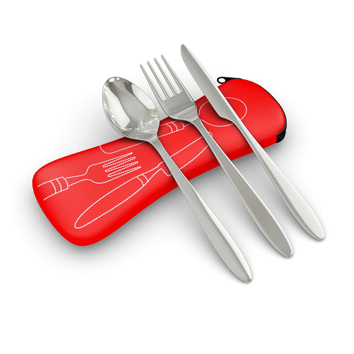 fork and spoon 3 piece camping cutlery set stainless steel knife 
