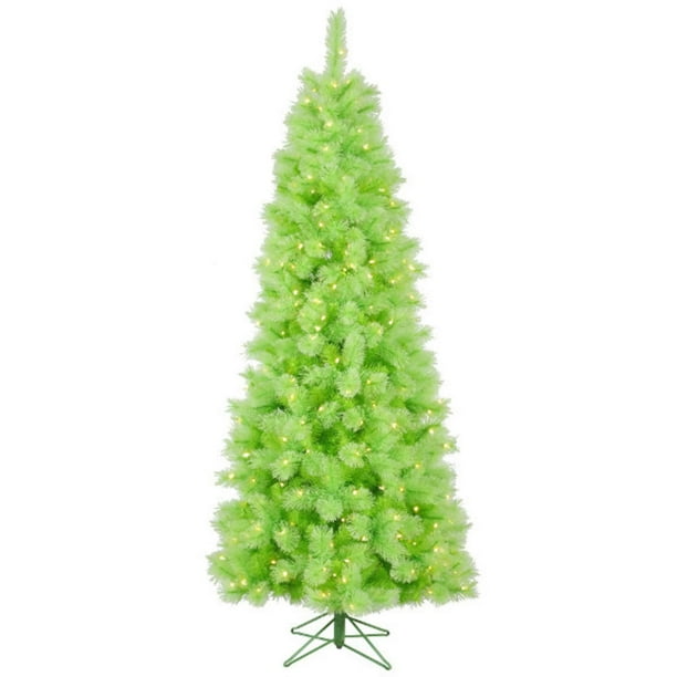 7.5' PreLit Lime Green Mixed Pine Cashmere Christmas Tree Clear