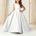 thumbnail image 5 of Girls Floor Length Princess Dresses,Cozy Satin Sleeveless Maxi A Line Solid Color Gown for Pageant Wedding Flower Girl Birthday Party Ceremony White 7-8 Years, 5 of 6