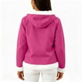 thumbnail image 4 of Wutalume Women's Casual Fashion Long Sleeved Zip Up Fleece Hooded Cardigan, Soft and Warm Outerwear for Relaxed Style and Winter Layering,Hot Pink L, 4 of 5