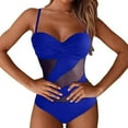 thumbnail image 2 of HUPOM Womens Swimsuits Halter High Waist Sleeveless Retro A-line Halter Blue S, 2 of 5
