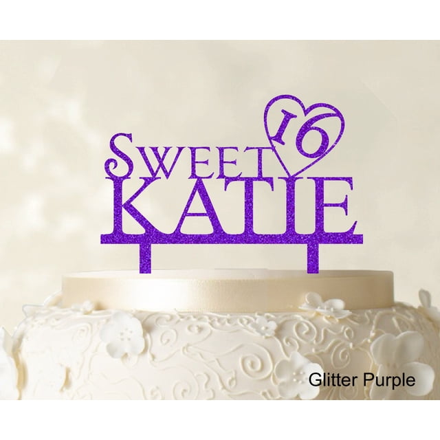 Personalized Birthday Cake Topper Glitter Purple Cake Topper Color Option Available 5-7 Inches Wide