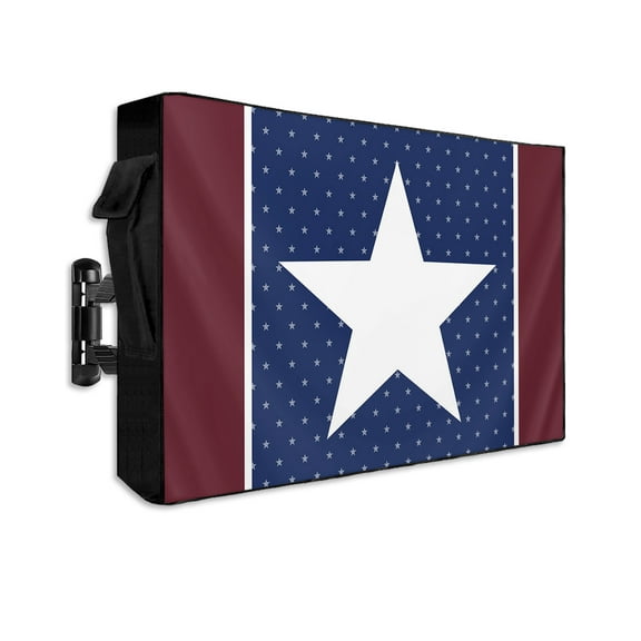 White Star Filling Independence Day Outdoor TV Cover 48 to 50 Inch Waterproof, Ameican Thin Line Red Backdrop 600D Oxford TV Covers with Zipper, Outside Flat TV Screen Protector 48"Wx30"Hx4.5"D