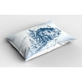 thumbnail image 2 of Ambesonne Winter Pillow Sham 2 Pack, Sketch of Ski Hut Resort, 26"x20", Sky Blue Cadet Blue, 2 of 3