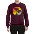 thumbnail image 2 of Two Coconut Palm Trees Beach Sunset | Mens Pop Culture Crewneck Graphic Sweatshirt, Maroon, Small, 2 of 4