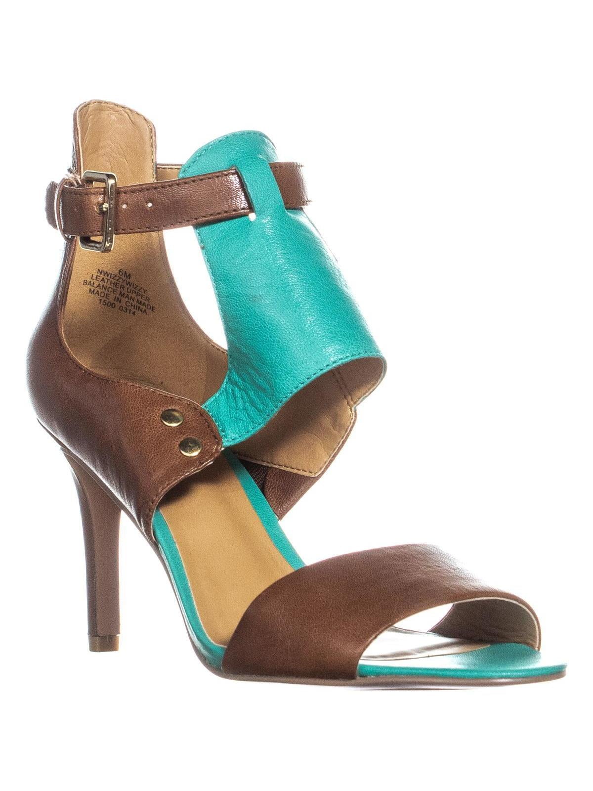 Womens Nine West Izzy Wizzy Ankle Strap Sandals, Dark Brown/Turquoise ...