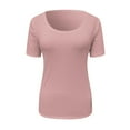 thumbnail image 5 of WTXUE T-Shirts Short Sleeve, Crew Neck Shirts for Women Scoop Neck Ribbed Fitted Knit Shirt Basic Tight TShirts Summer Tops Knit Tops Solid | Casual for Women Pink S, 5 of 5