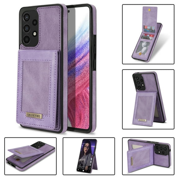 Feishell Wallet Case for Samsung A53 5G, [RFID Blocking] Credit Card Holder Back Magnetic Buckle Luxury Premium PU Leather Purse Flip Kickstand Shockproof Cover for Samsung Galaxy A53 5G, Purple