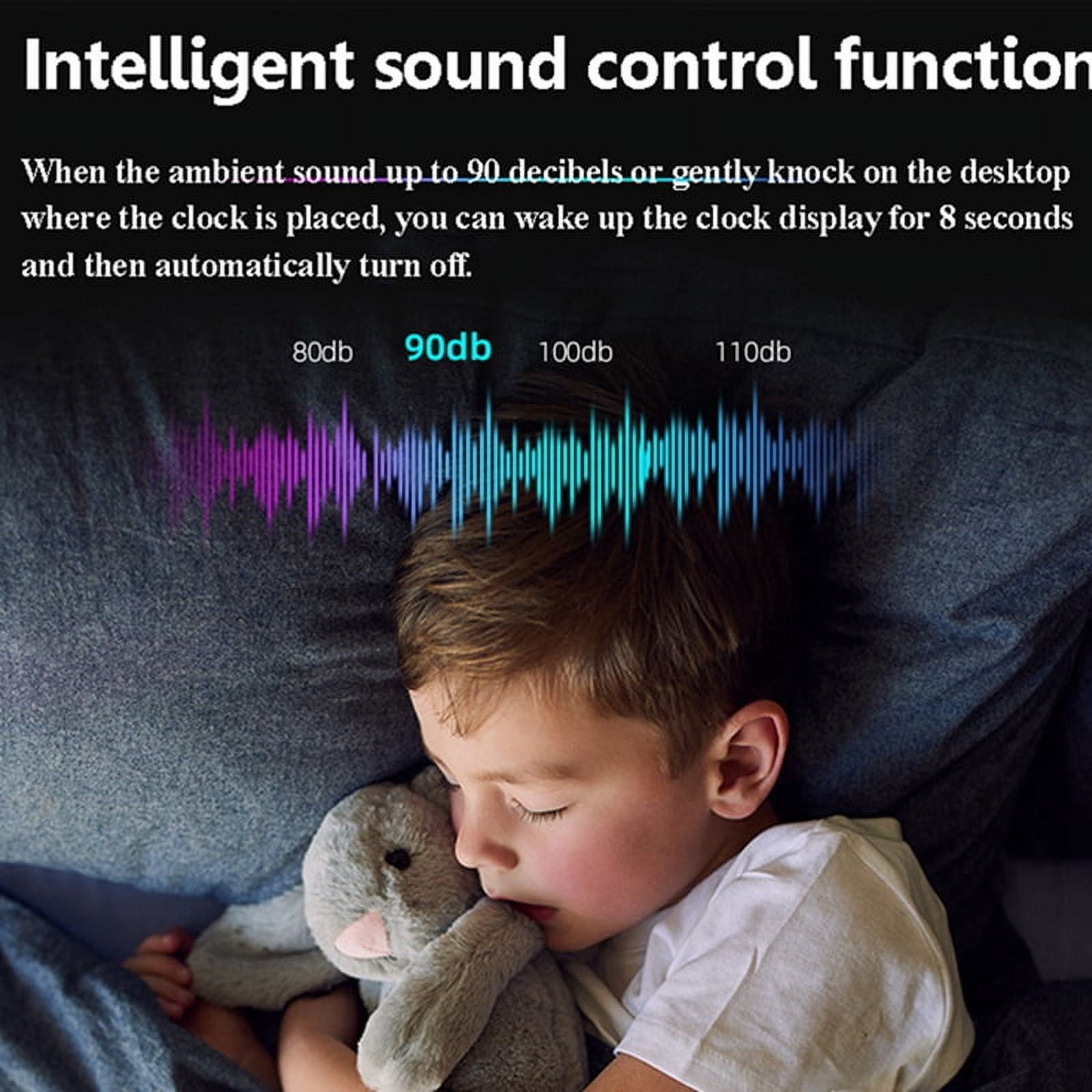 Portable LED Alarm Clock Radio RGB ColorfulLight Radio Receiver Wireless Bluetooth Speaker with DualAlarm Clock Snooze,A