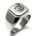 thumbnail image 1 of Stainless Steel Almighty Alicorn Engraved Square Flat Top Biker Style Polished Ring, 1 of 1