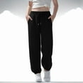 thumbnail image 6 of Kids Boys Girls Hidden Drawstring Wide Leg Sweatpants Soft Travel Joggers with Pockets High Waisted Hiking Yoga Pants Black 11 Years, 6 of 9
