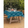 thumbnail image 2 of Outdoor Tablecloth with Umbrella Hole and Zipper, Teal Blue Stripes Rectangle Table Cloth 60x102 Inch Waterproof Tablecloth, Simple Geometric Modern Monochrome Picnic Table Cover for Patio Camping, 2 of 7