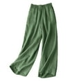 thumbnail image 2 of IDALL Linen Pants Women Petite Pants Women Cotton And Linen Solid Color Drape Casual Fashion Oversized Pants Lounge Pants Women Plus Size Pants Green 2XL, 2 of 3