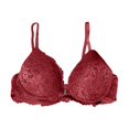 thumbnail image 5 of Wang6 Womens Front Hook Closure Bras No Wire Seamless Lace Everyday Bras Large Bust Demi Underwear Spaghetti Adjustable Strap T Shirt Bra Bralettes Red 34, 5 of 5