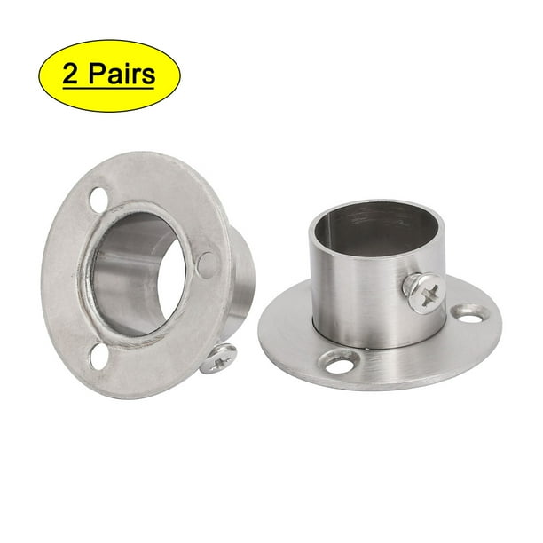 Unique Bargains 2 Pair Stainless Steel Closet Pole Socket Rob Support